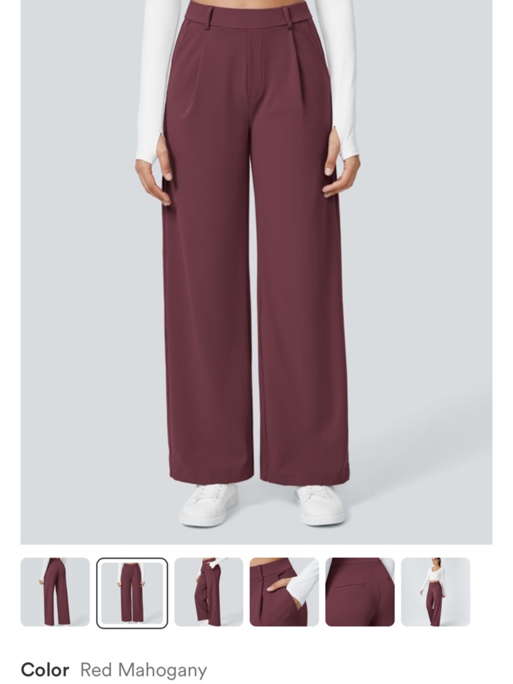 Halara Wide-Leg Red Mahogany Pants for Women